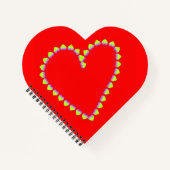 Herzförmige Herzen auf rot Notizblock (Vorderseite)
