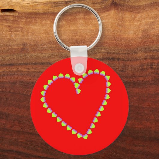 Herzförmige Herzen auf rot Schlüsselanhänger (Vorderseite)