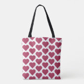 Herzförmige Karo Rot Pink Tasche (Rückseite)