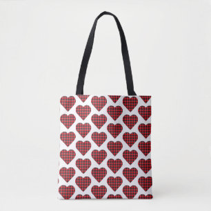 Herzförmige Karo Rot Schwarz Buffalo Tasche