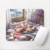 Herzförmige Kekse auf einem Karierten Fußboden Mousepad (Mit Mouse)