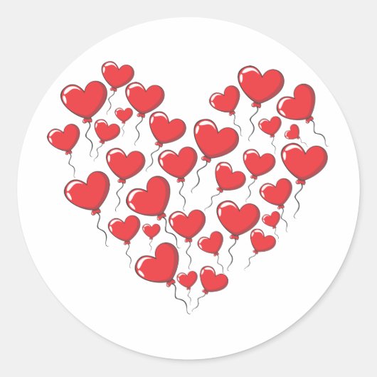 Herzförmige Liebe Balloons Runder Aufkleber (Vorderseite)