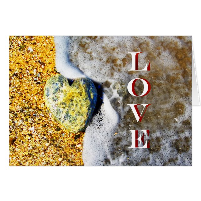 Herzförmige Liebe Kiesel am Strand (Vorderseite (Horizontal))