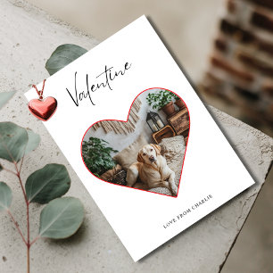 Herzförmige Liebe Valentinstag Hund Retriever Foto Feiertagskarte
