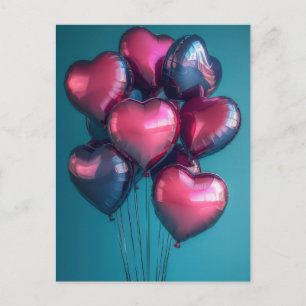 Herzförmige Luftballons Valentinsgruß Postkarte