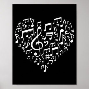 Herzförmige Musiknoten Geschenk für Musikliebhaber Poster
