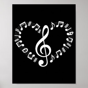 Herzförmige Musiknoten Musikliebhaber Frohe Valen Poster