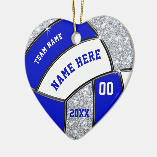 Herzförmige, Personalisierte Volleyballverzierunge Keramik Ornament (Links)