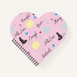 Herzförmige Pink Lotus Selbstliebe-Affirmationen Notizblock