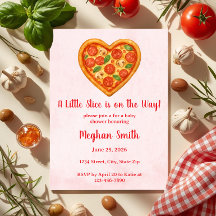 Herzförmige Pizza-Baby-Party-Einladung