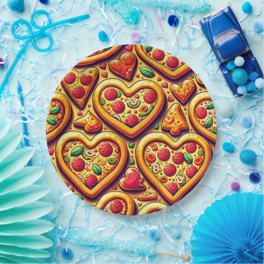 Herzförmige Pizza Lovers Plate Pappteller (Party)