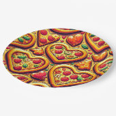 Herzförmige Pizza Lovers Plate Pappteller (Schrägansicht)