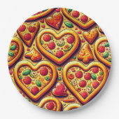 Herzförmige Pizza Lovers Plate Pappteller (Vorderseite)