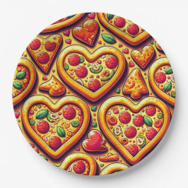 Herzförmige Pizza Lovers Plate Pappteller