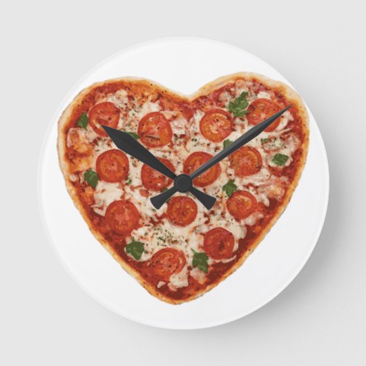 herzförmige Pizza Runde Wanduhr (Vorderseite)