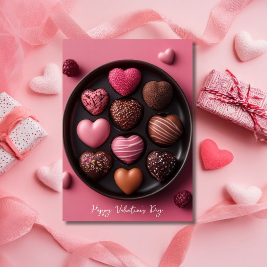 Herzförmige Pralinen Valentins Gruß Karte