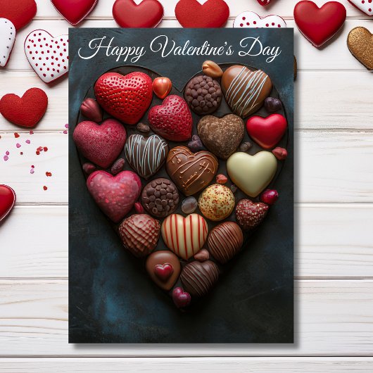 Herzförmige Pralinen Valentins Gruß Karte