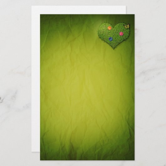 Herzförmige Rasen-Blume Schmetterling Briefpapier (Vorne/Hinten)