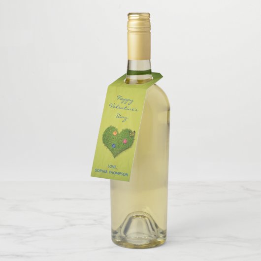 Herzförmige Rasen-Blume Schmetterling Flaschenanhänger (Angewinkelt)