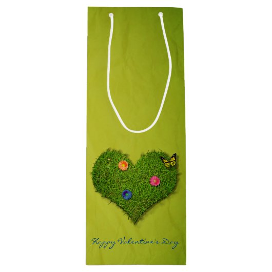 Herzförmige Rasen-Blume Schmetterling Geschenktüte Für Weinflaschen (Vorderseite)