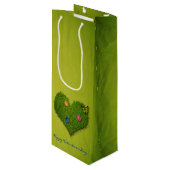 Herzförmige Rasen-Blume Schmetterling Geschenktüte Für Weinflaschen (Vorderseite Schrägansicht)