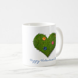 Herzförmige Rasen-Blume Schmetterling Kaffeetasse