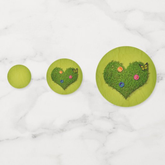 Herzförmige Rasen-Blume Schmetterling Konfetti (Rückseiten)