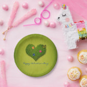 Herzförmige Rasen-Blume Schmetterling Pappteller (Party)