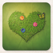 Herzförmige Rasen-Blume Schmetterling Rechteckiger Pappuntersetzer (Vorderseite)