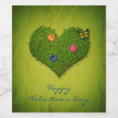 Herzförmige Rasen-Blume Schmetterling Weinetikett (Einzelnes Label)