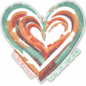 Herzförmige Retro Aufkleber (Vorderseite)