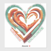 Herzförmige Retro Aufkleber (Blatt)