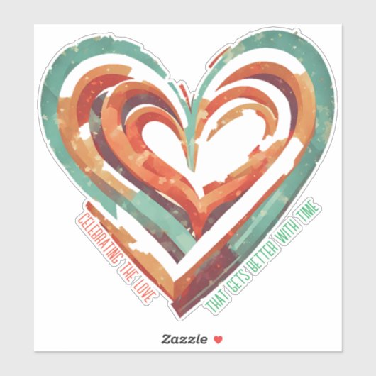 Herzförmige Retro Aufkleber (Blatt)