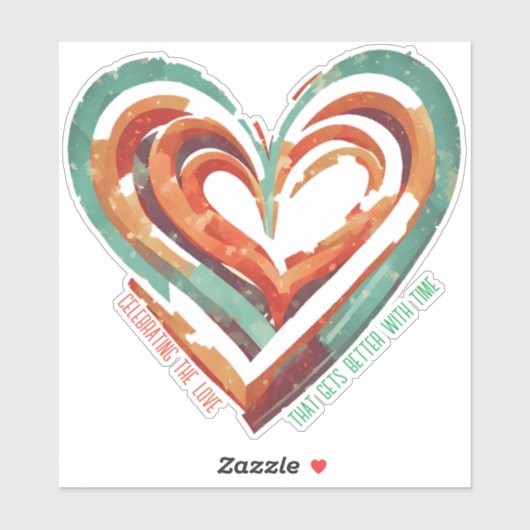 Herzförmige Retro Aufkleber (Blatt)