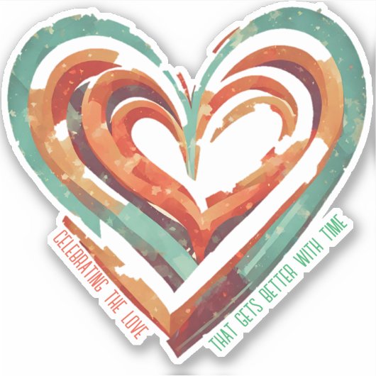 Herzförmige Retro Aufkleber (Vorderseite)