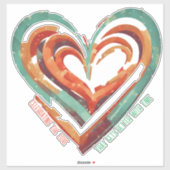 Herzförmige Retro Aufkleber (Blatt)