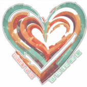 Herzförmige Retro Aufkleber (Vorderseite)