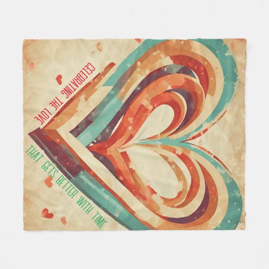 Herzförmige Retro Fleecedecke (Vorderseite (Horizontal))