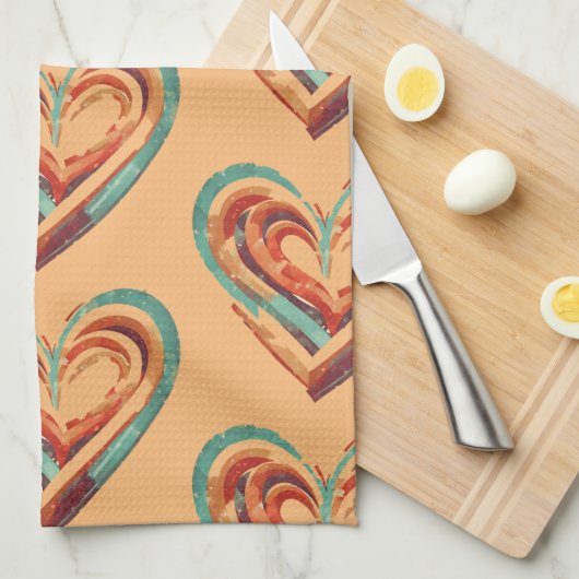 Herzförmige Retro Geschirrtuch (Viertel Falte)