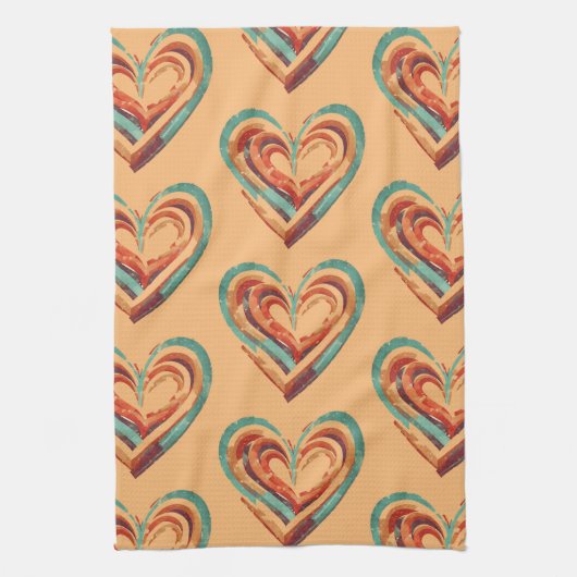 Herzförmige Retro Geschirrtuch (Vertikal)