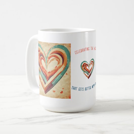 Herzförmige Retro Kaffeetasse (Vorderseite Links)