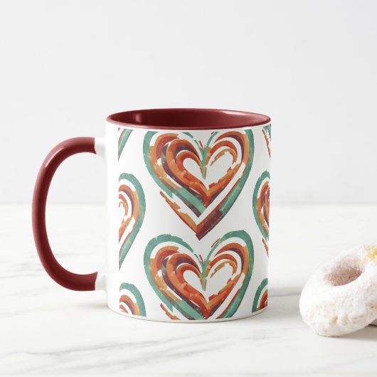 Herzförmige Retro Tasse (Mit Donut)
