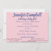 Herzförmige Rosa-Garn-Babydusche Einladung (Rückseite)