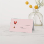 Herzförmige, rosa Platzkarte (Vorderseite)