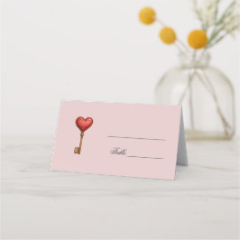 Herzförmige, rosa Platzkarte