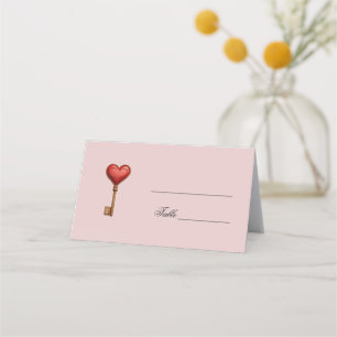 Herzförmige, rosa Platzkarte