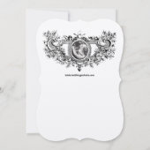 Herzförmige Rose Cartouche & Cherub Couple Einladung (Rückseite)