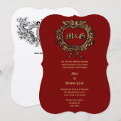 Herzförmige Rose Cartouche & Cherub Couple Einladung (Vorne/Hinten)