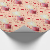 Herzförmige rote Liebe romantisch Geschenkpapier (Ecke)