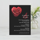 Herzförmige Rote Rose- Einladung (Stehend Vorderseite)